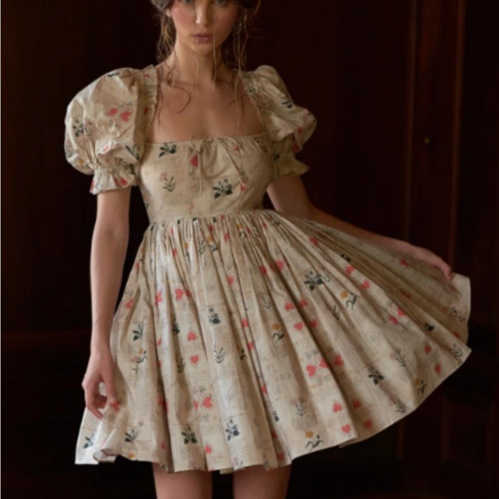 Selkie Love Letters Puff Sleeve Mini Dress - Picture 2 of 2